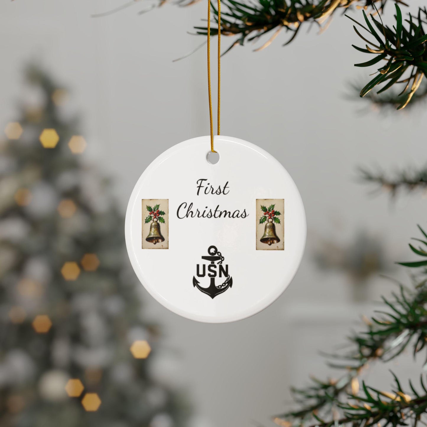 Ceramic Ornaments, Navy Jean LaTasse Design, Naval Forces Honoring Gift, Decorative Holiday Decor, Patriotic Home Accent, Memorial Day