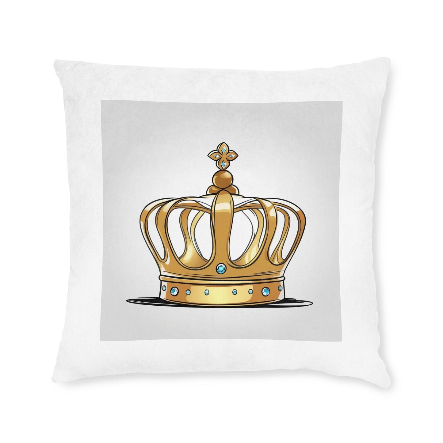 Royal Pillow Decoration for Young Queen, Bed Chamber Throw Pillow, Crown Design, Square Pillowcase, Bedroom Accessories, Princess Room Decor