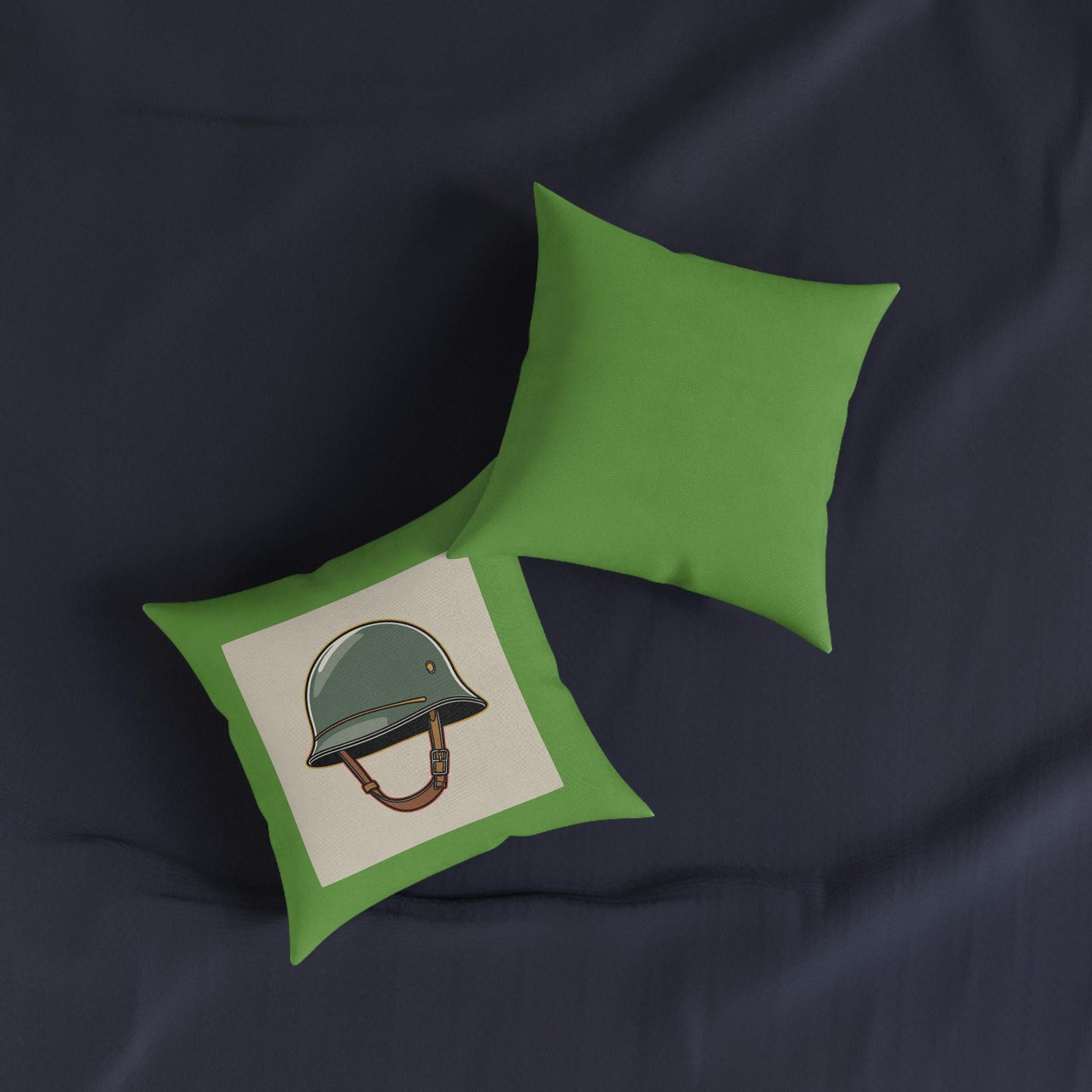 Soldier Square Pillow, Army Themed Decor, Military Bunk Room Accent, Helmet Design, Gift for Aspiring Soldiers, Matching Blanket Set