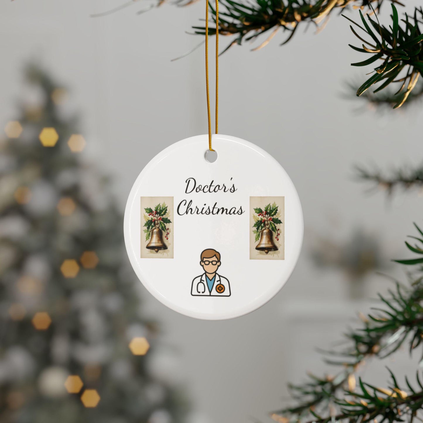 Doctor's Christmas Ornaments, Customizable Holiday Decor, Double-Sided Ceramic Charm, Perfect Gift for Medical Professionals, [...]