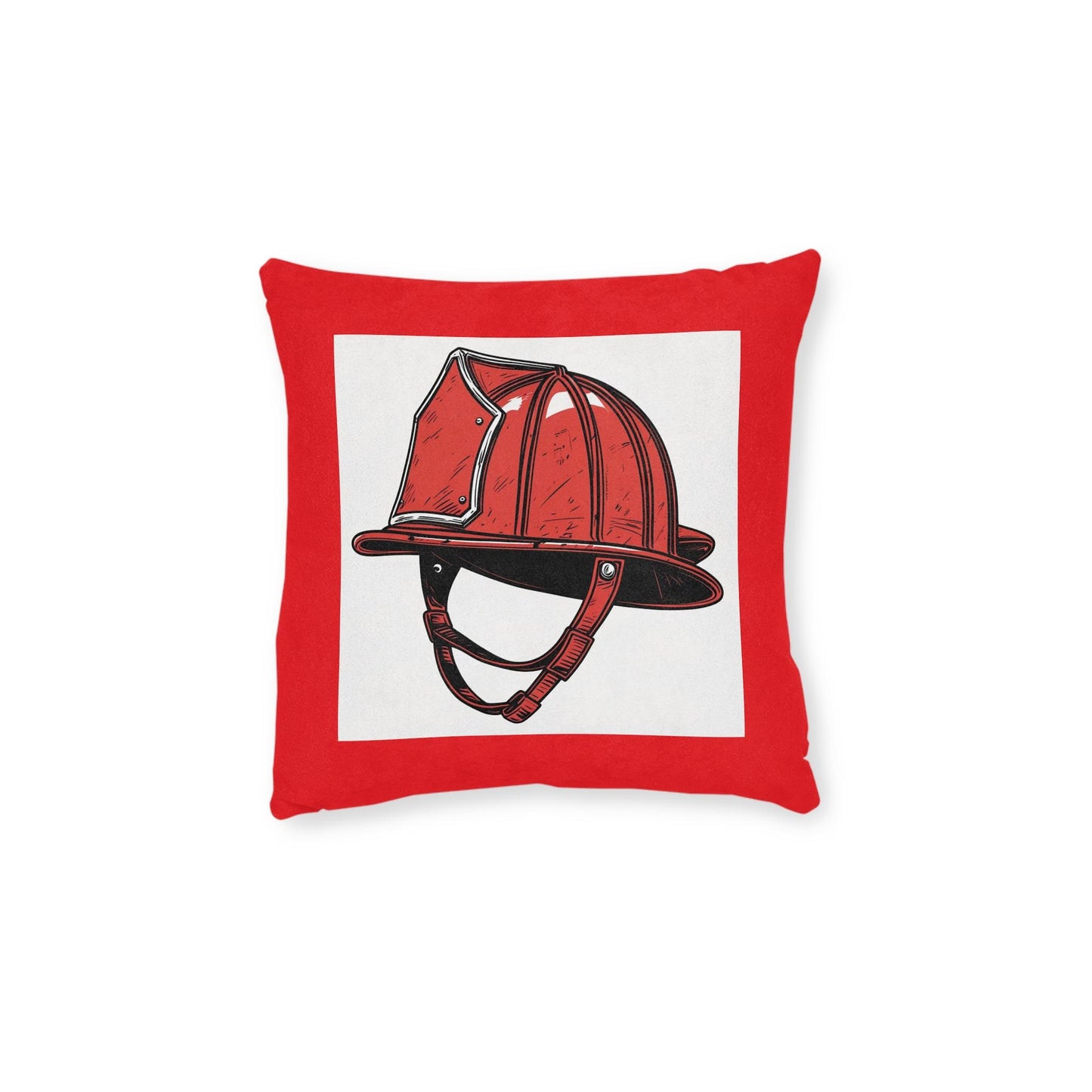 Fireman Helmet Square Pillow for Young Aspiring Firefighters, Room Decor, Chair Accessory, Kid's Bedroom, Jean LaTasse Design