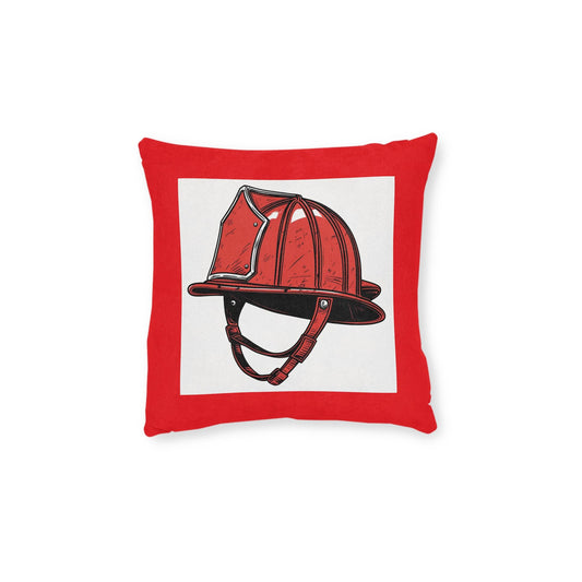 Fireman Helmet Square Pillow for Young Aspiring Firefighters, Room Decor, Chair Accessory, Kid's Bedroom, Jean LaTasse Design